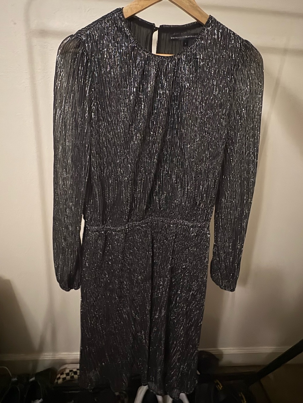 White House Black Market Black Metallic Midi Dress